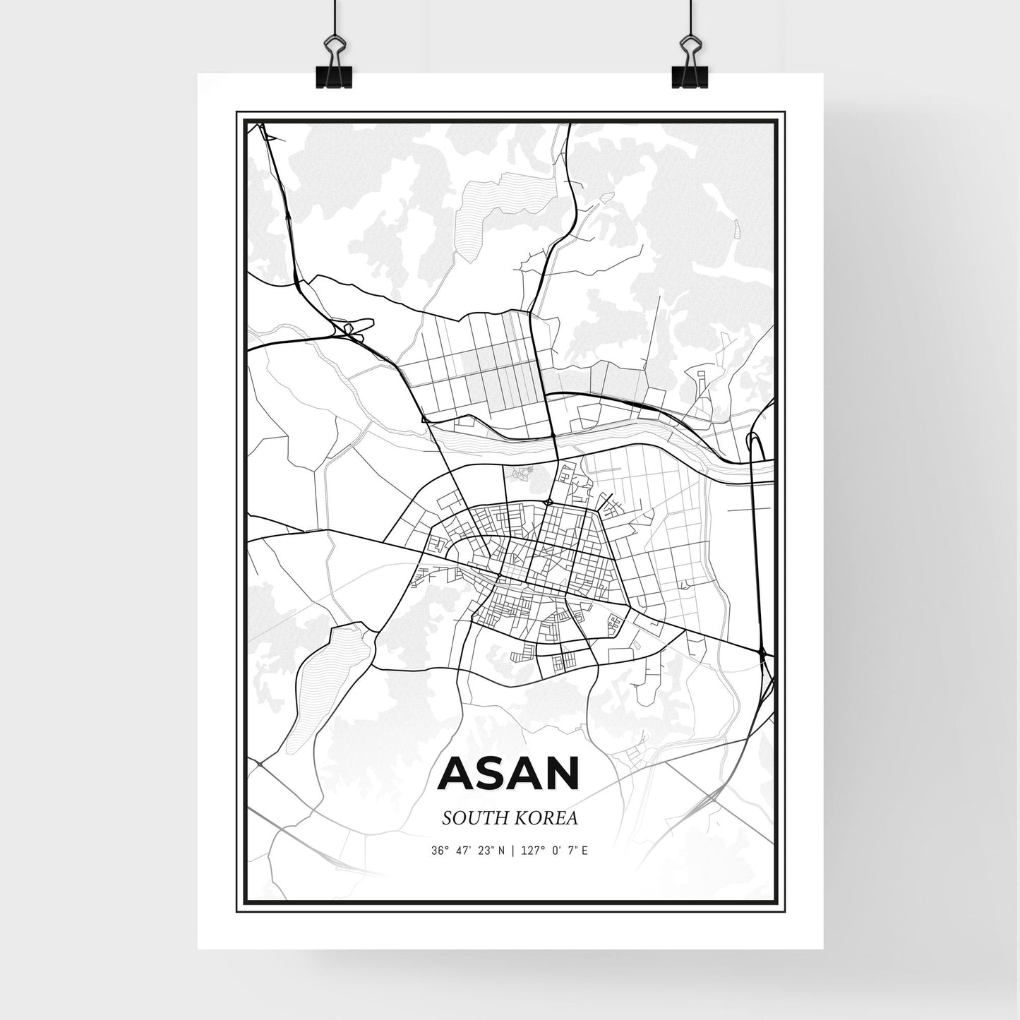 Asan South Korea - Premium City Map Poster