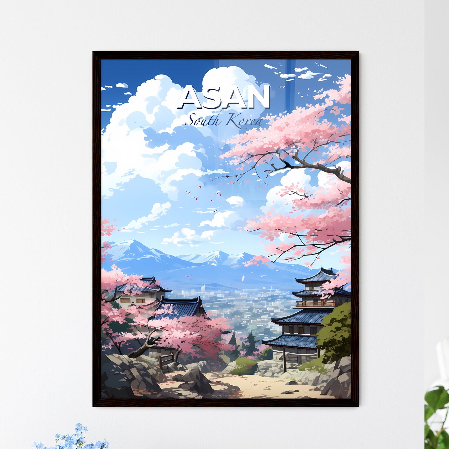 Modern Cityscape Painting: Vibrant Skyline of Asan, South Korea Default Title