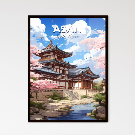 Abstract Painting of Asan Skyline, South Korea Featuring Building, Pond, and Trees Default Title