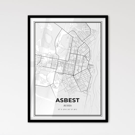 Asbest Russia - Scandinavian Style City Map for Modern Home Decor