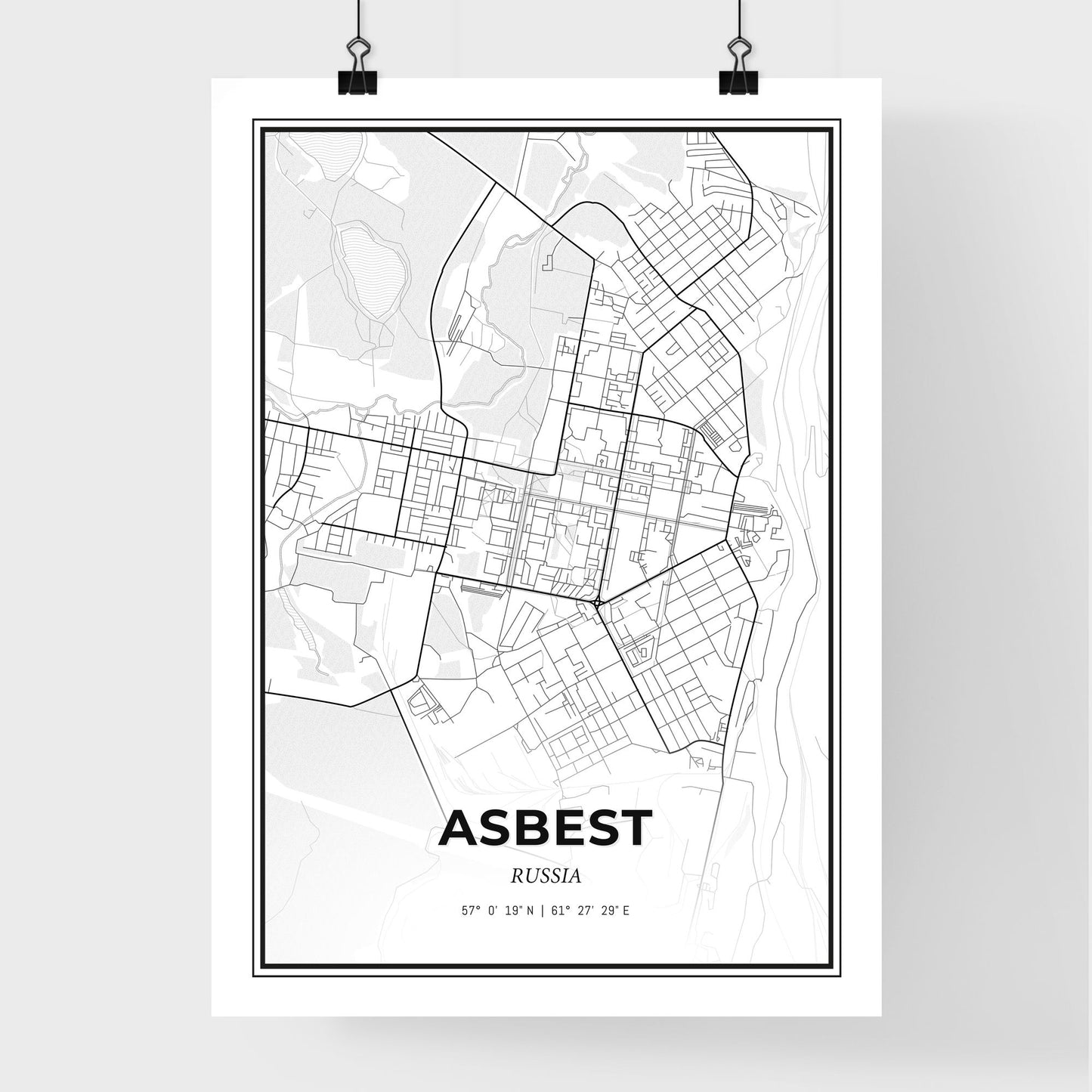 Asbest Russia - Premium City Map Poster