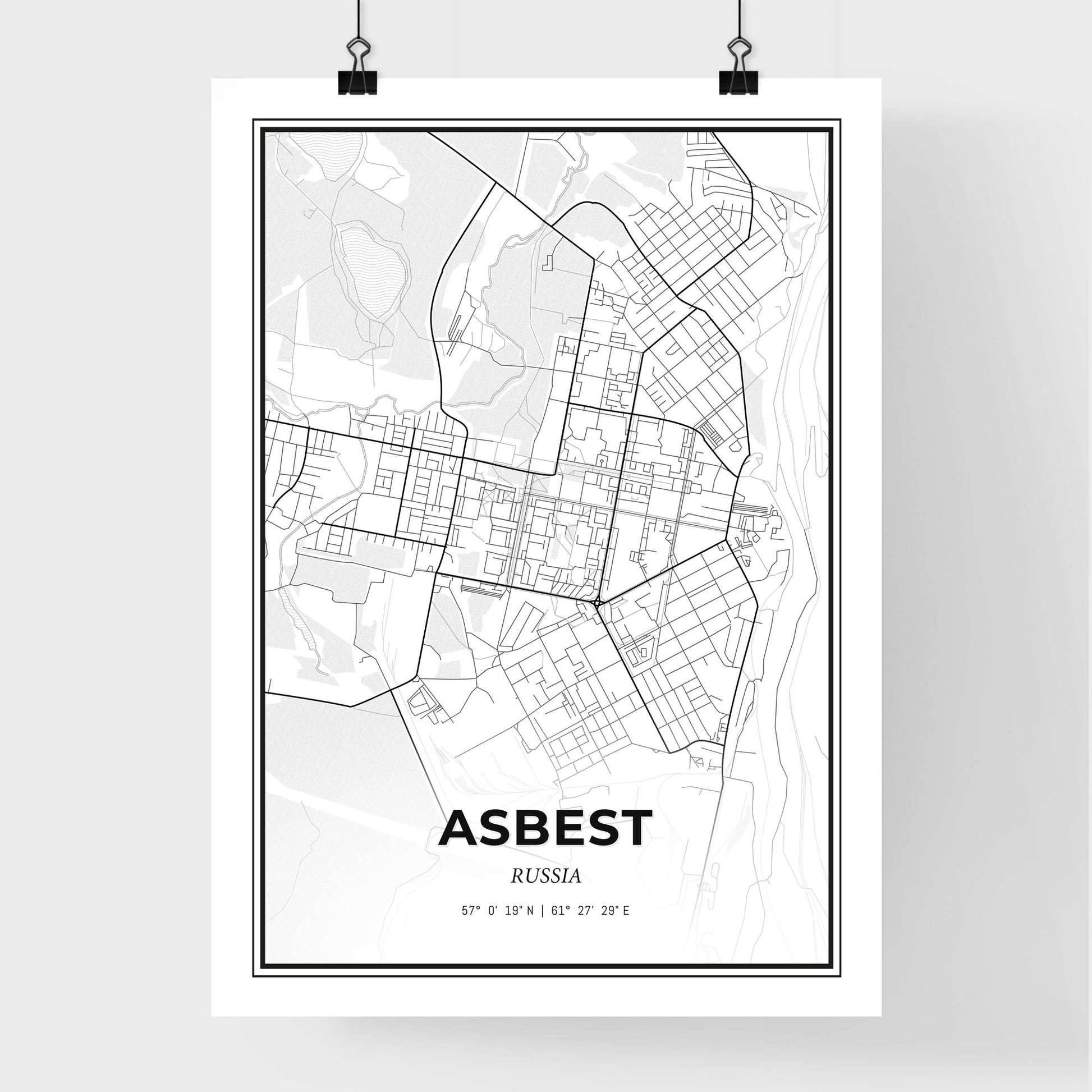 Asbest Russia - Premium City Map Poster