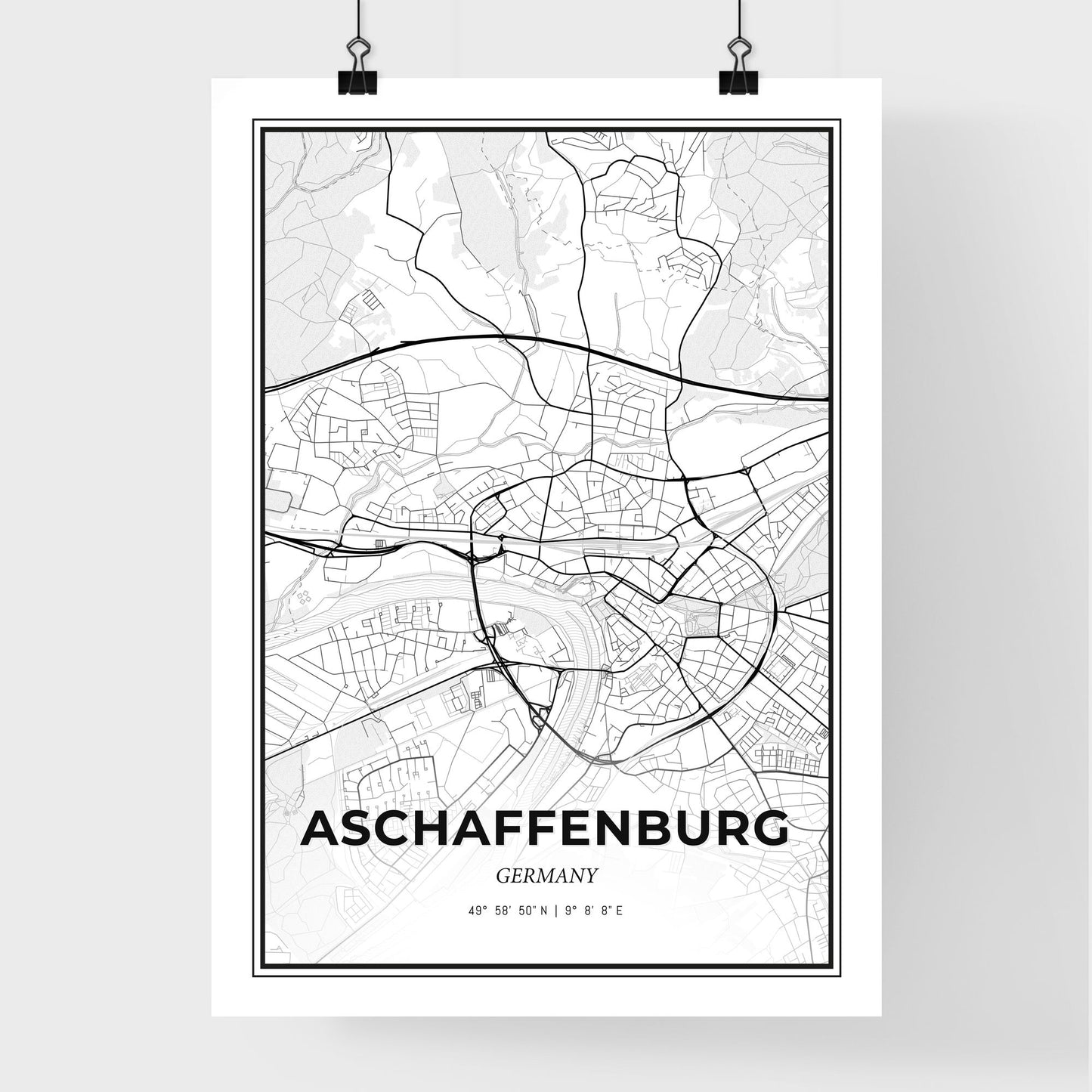 Aschaffenburg Germany - Premium City Map Poster