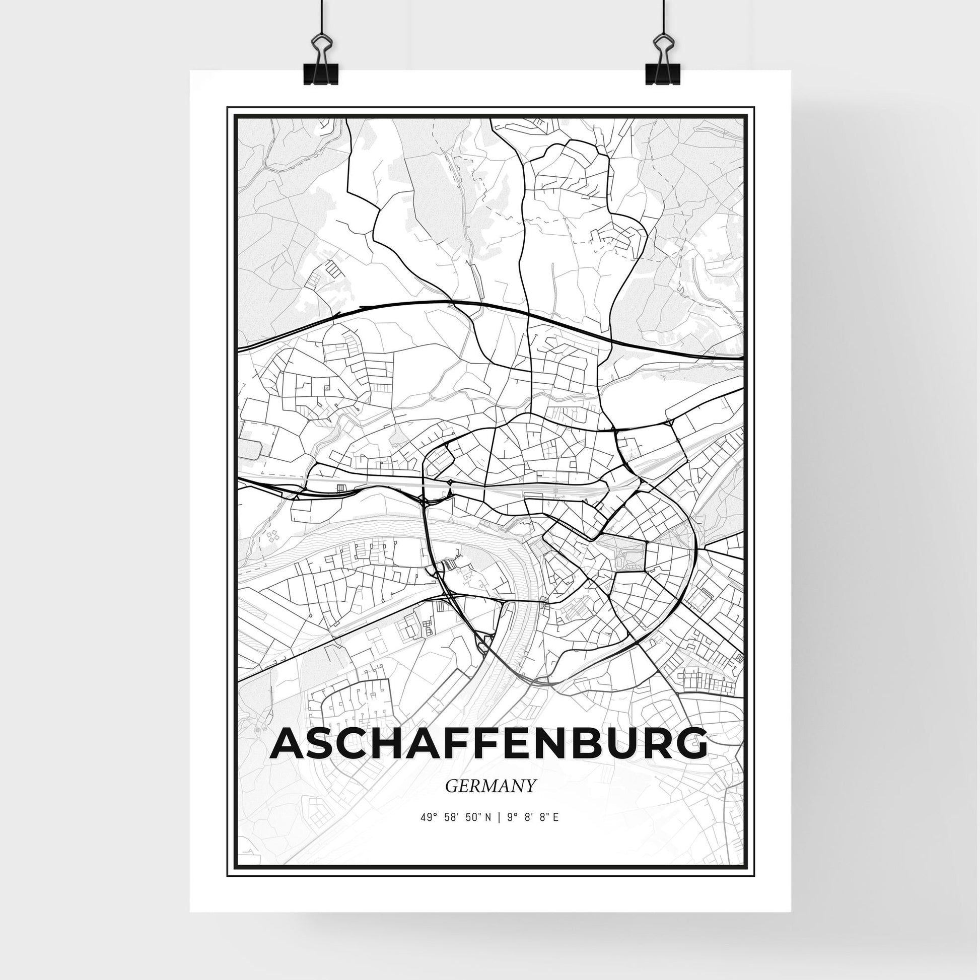 Aschaffenburg Germany - Premium City Map Poster