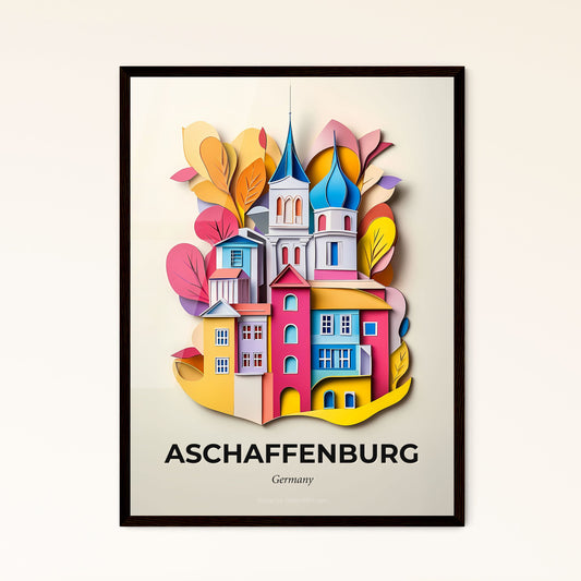 Vivid Aschaffenburg, Germany - a paper cut of a city with a church and trees