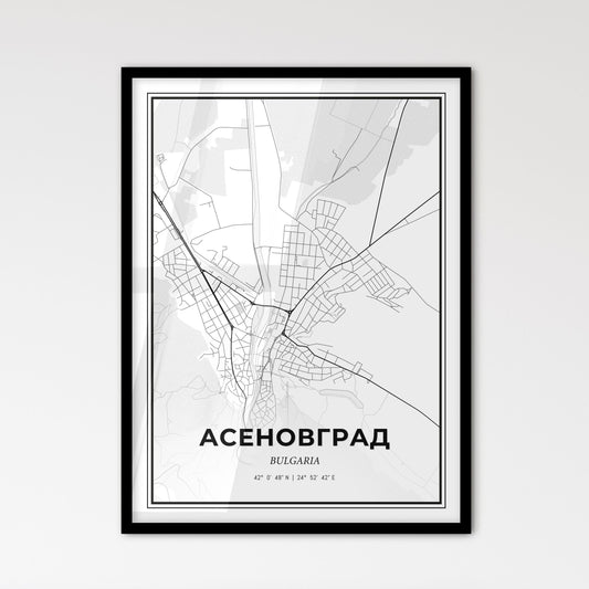 Asenovgrad Bulgaria - Scandinavian Style City Map for Modern Home Decor