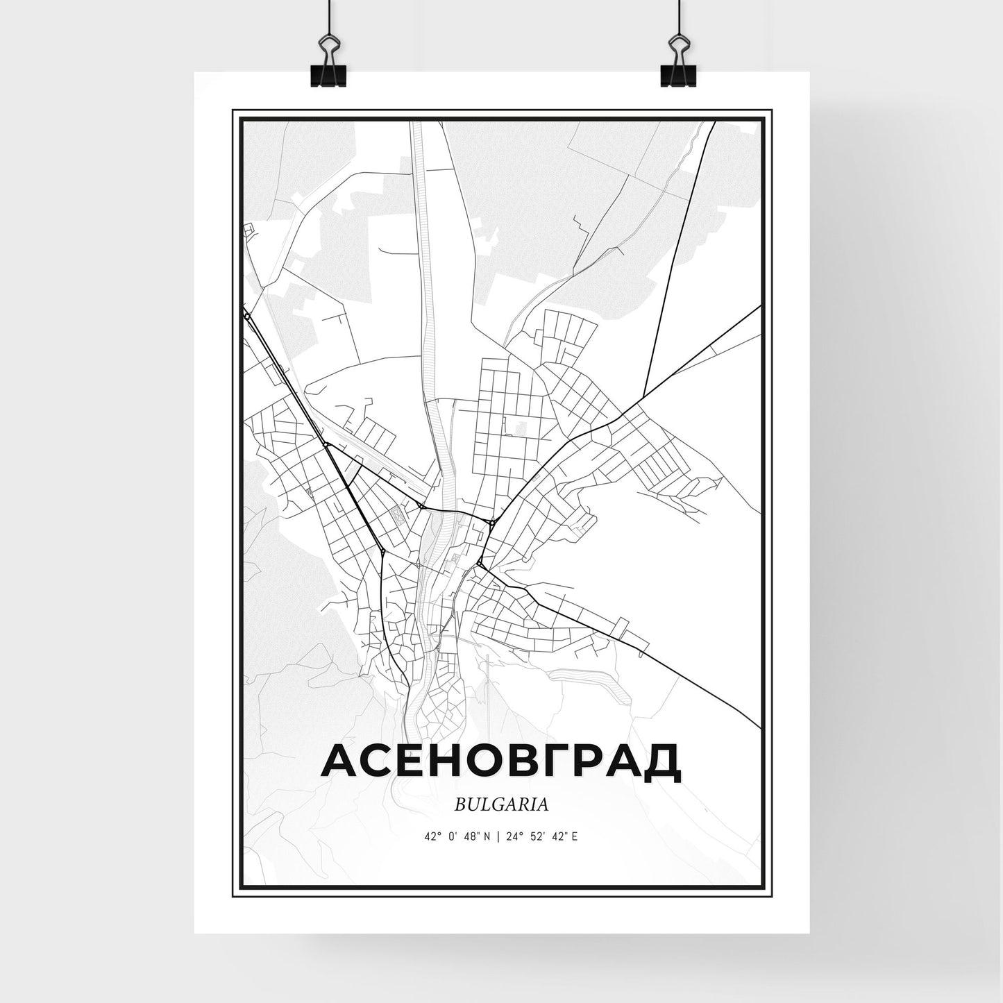 Asenovgrad Bulgaria - Premium City Map Poster