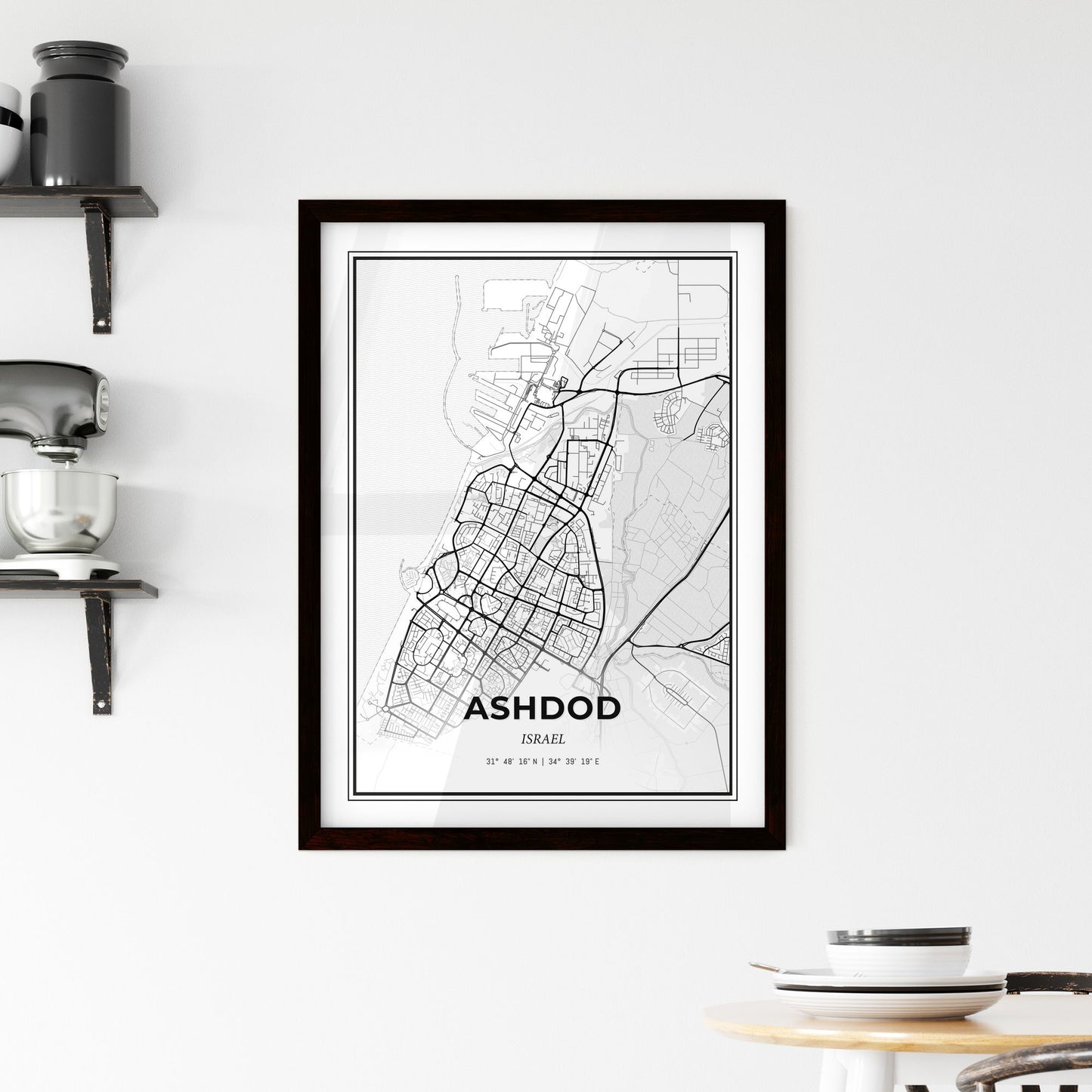 Ashdod Israel - Minimal City Map