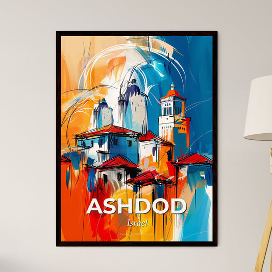 Vibrant Ashdod, Israel - A Painting Of Buildings And Towers