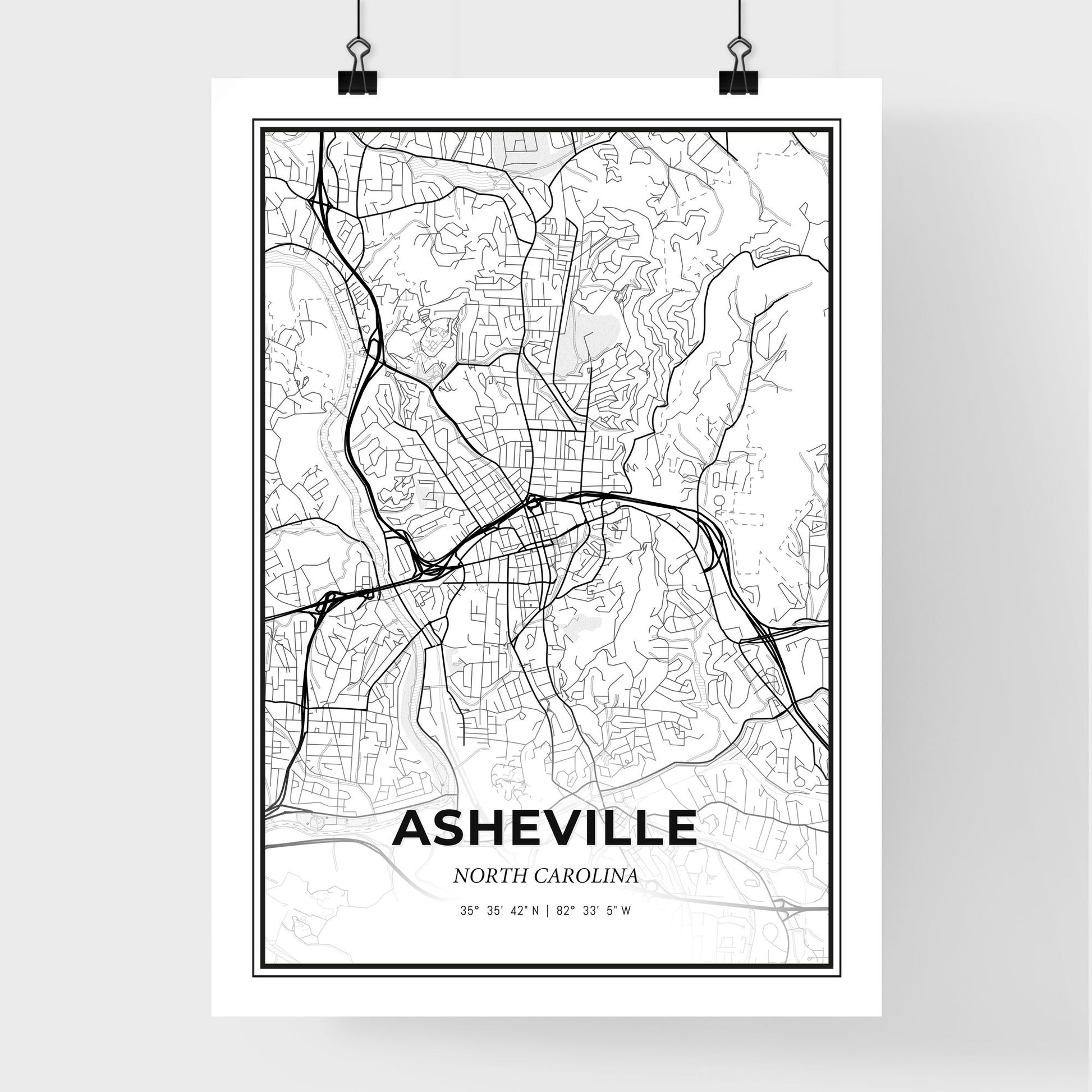 Asheville North Carolina - Premium City Map Poster