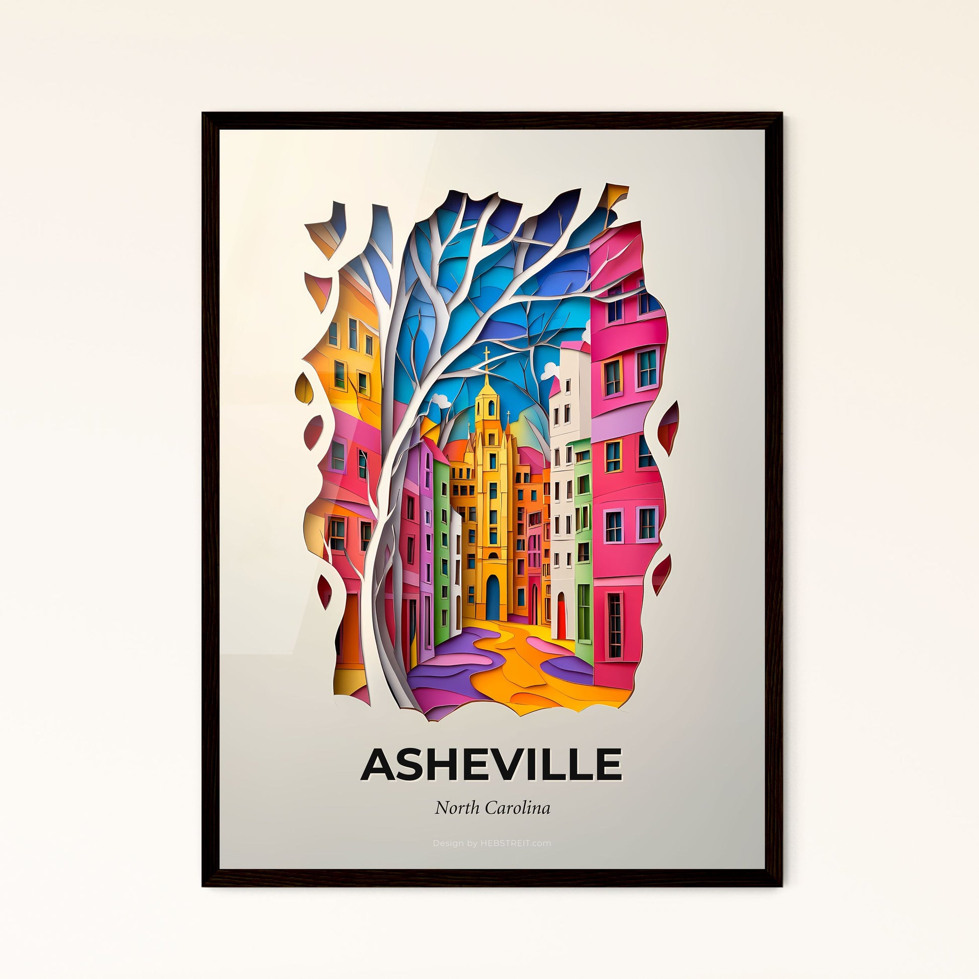 Vivid Asheville, North Carolina - a city with a tree in the middle