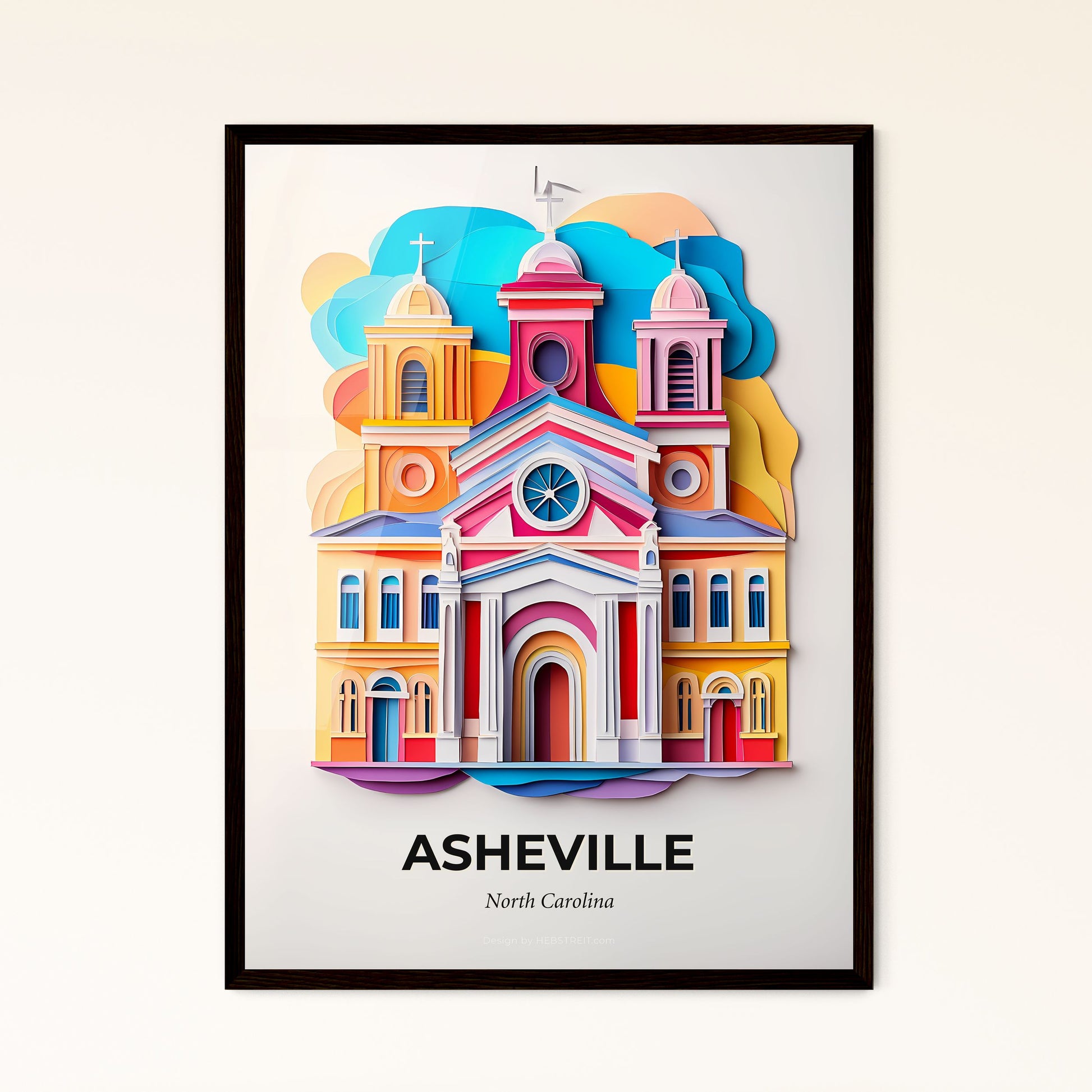 Vivid Asheville, North Carolina - a church with a clock on the front of it