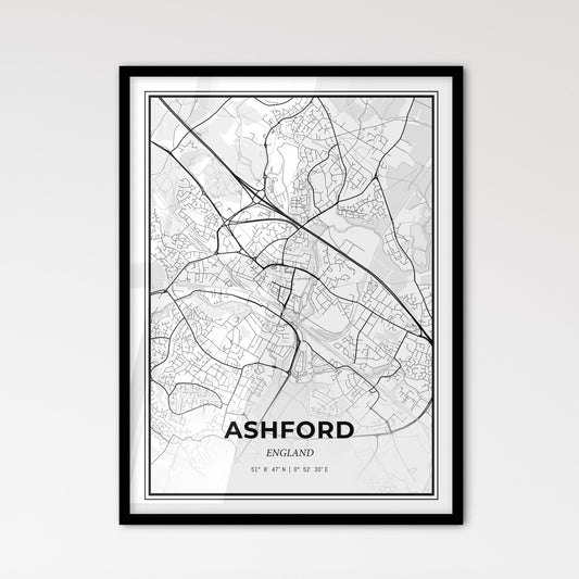 Ashford England - Scandinavian Style City Map for Modern Home Decor