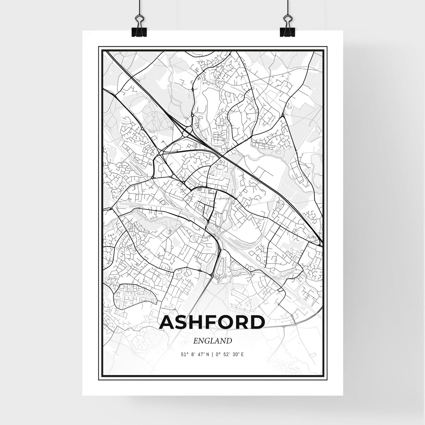 Ashford England - Premium City Map Poster