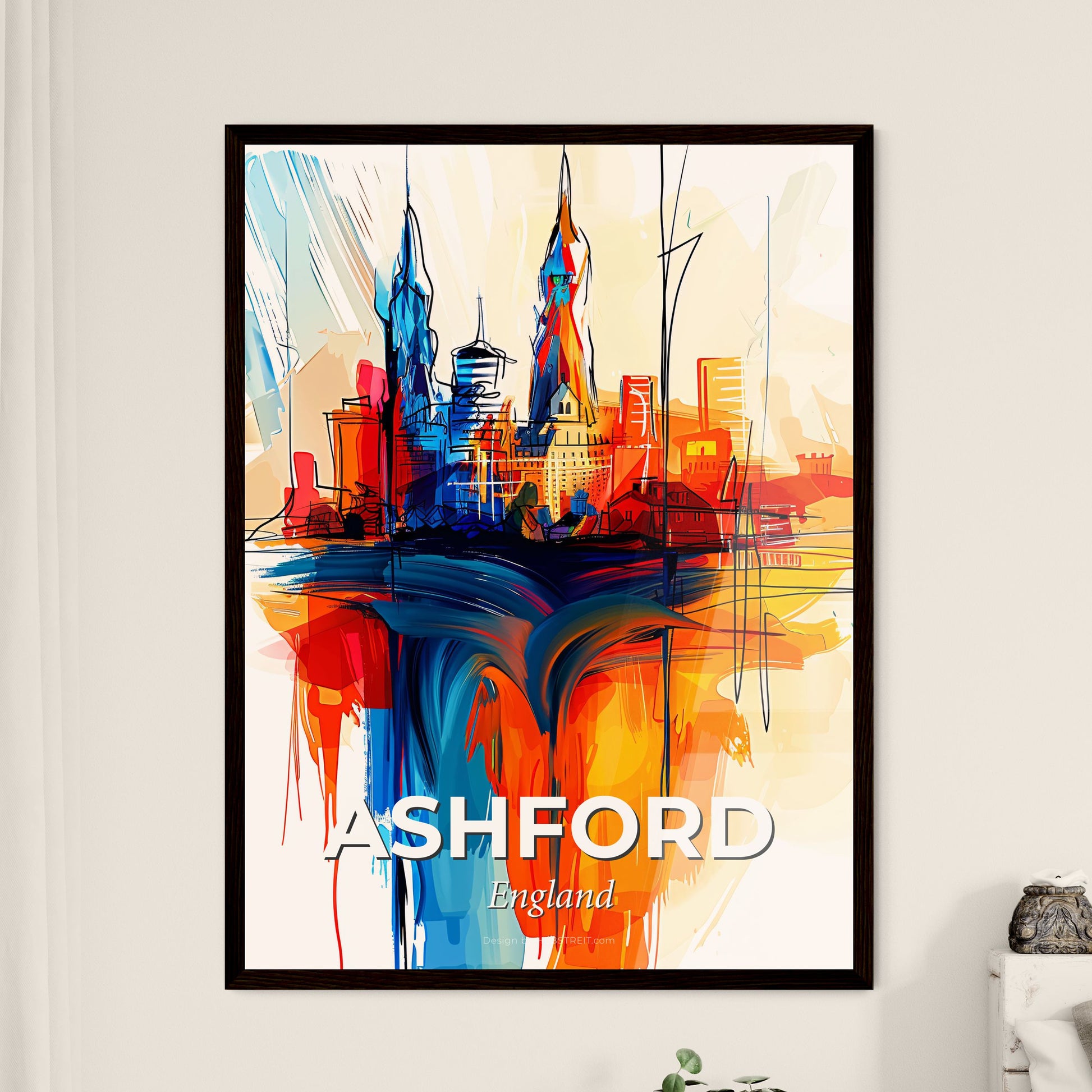 Vibrant Ashford, England - A Colorful Painting Of A City