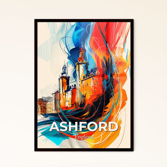 Vibrant Ashford, England - A Colorful Painting Of Buildings