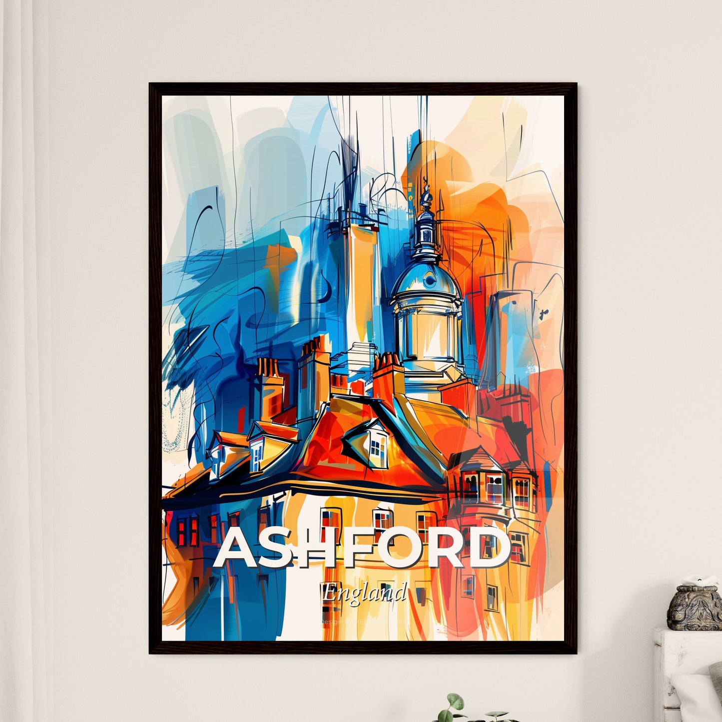 Vibrant Ashford, England - A Painting Of A Building