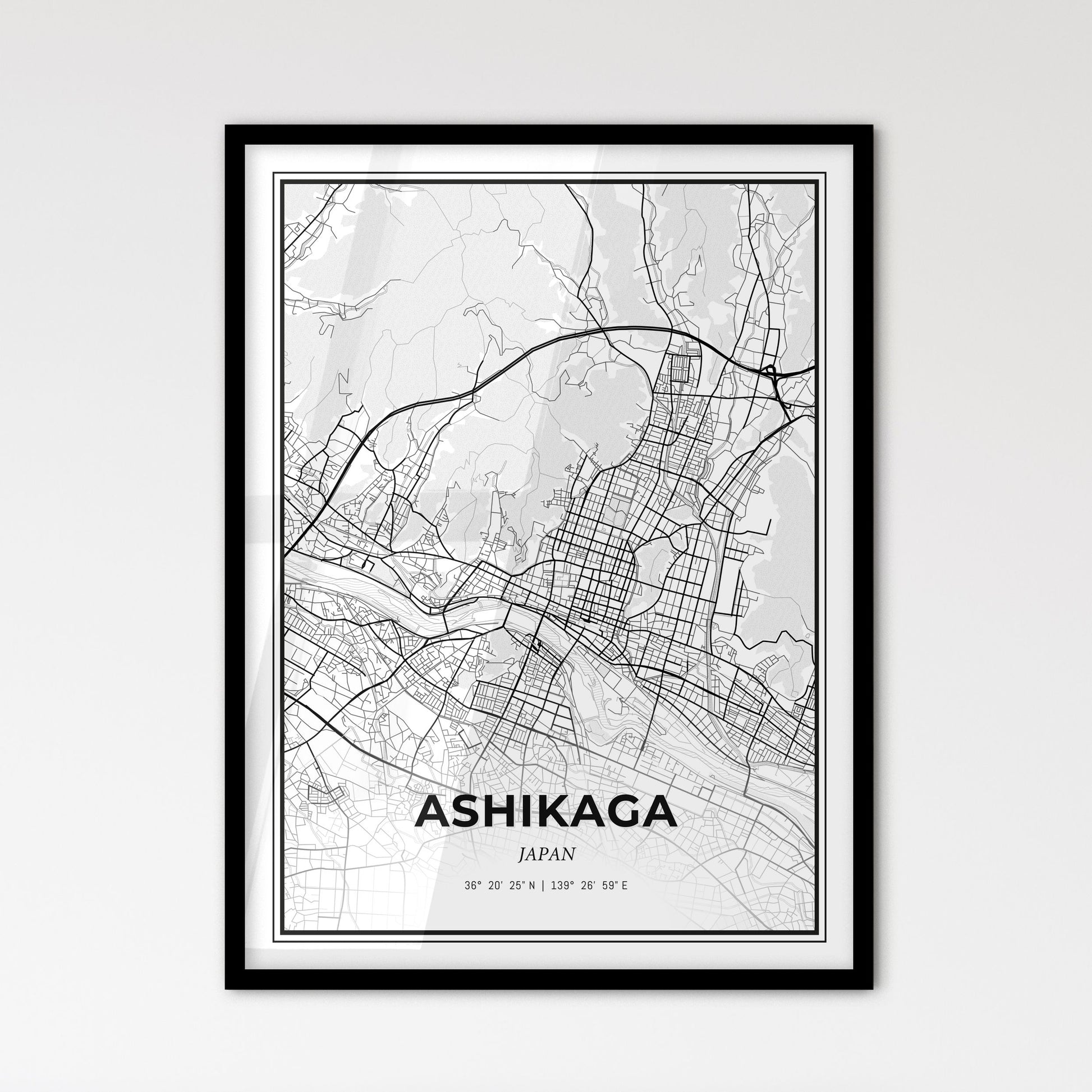 Ashikaga Japan - Scandinavian Style City Map for Modern Home Decor