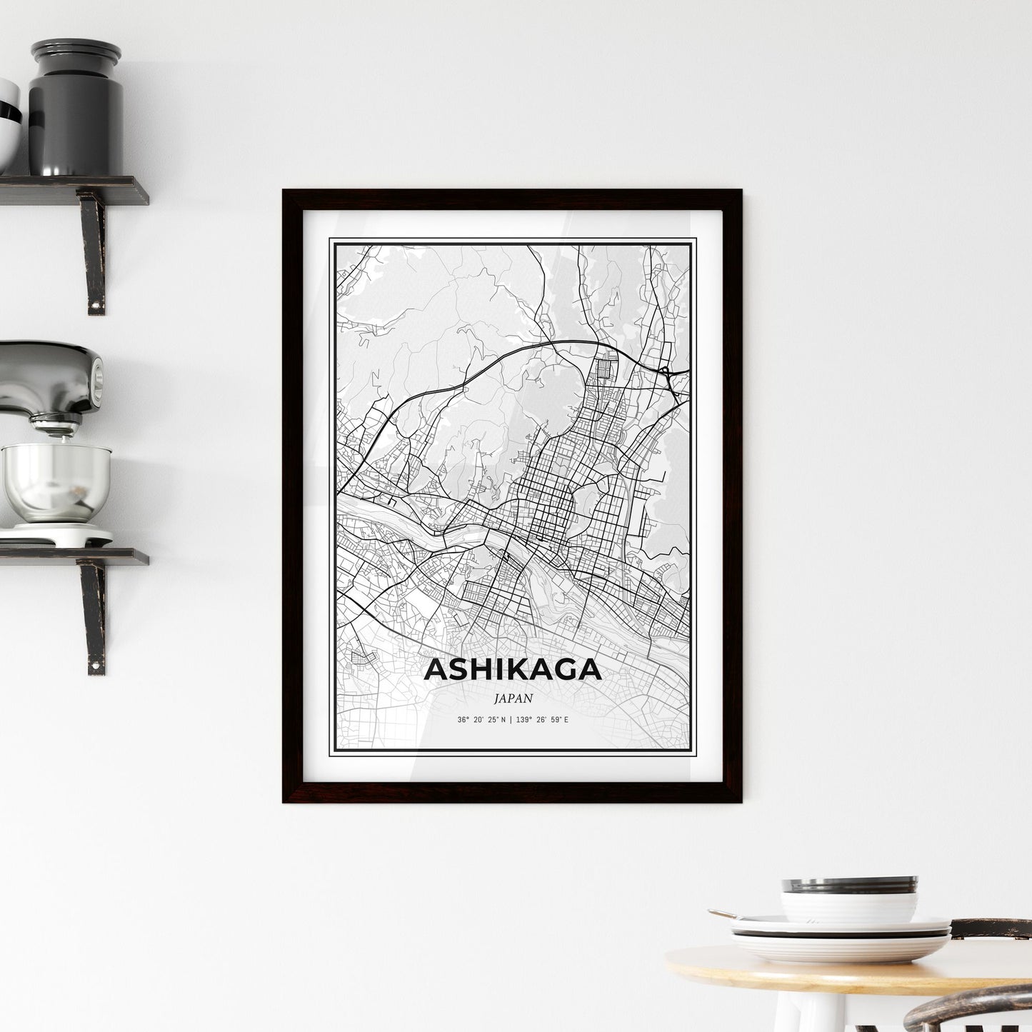 Ashikaga Japan - Minimal City Map