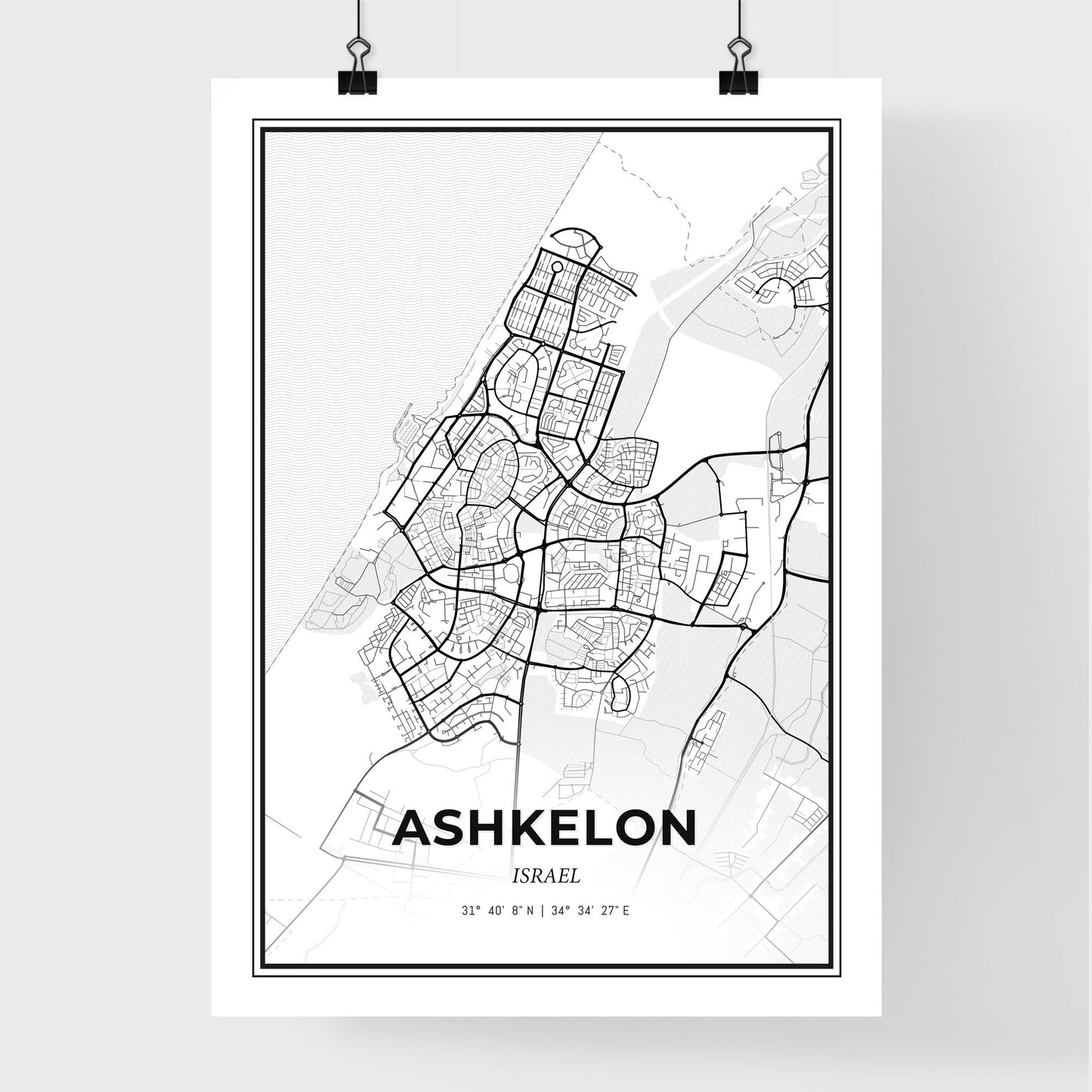 Ashkelon Israel - Premium City Map Poster