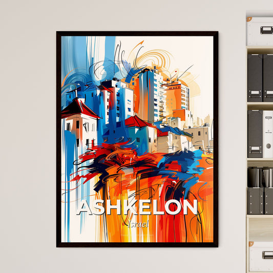 Vibrant Ashkelon, Israel - A Painting Of Buildings And A City