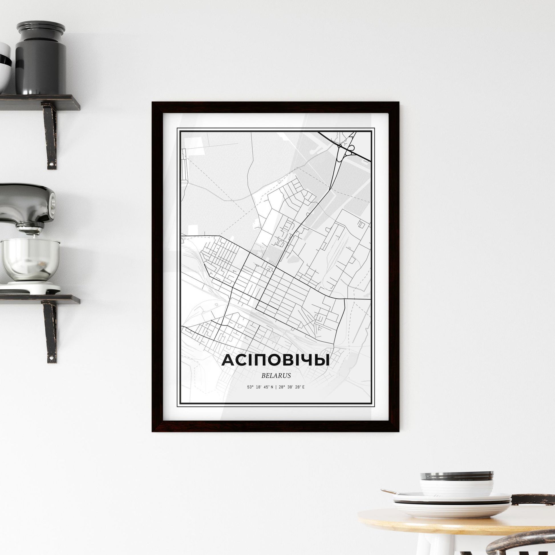 Asipovichy Belarus - Minimal City Map