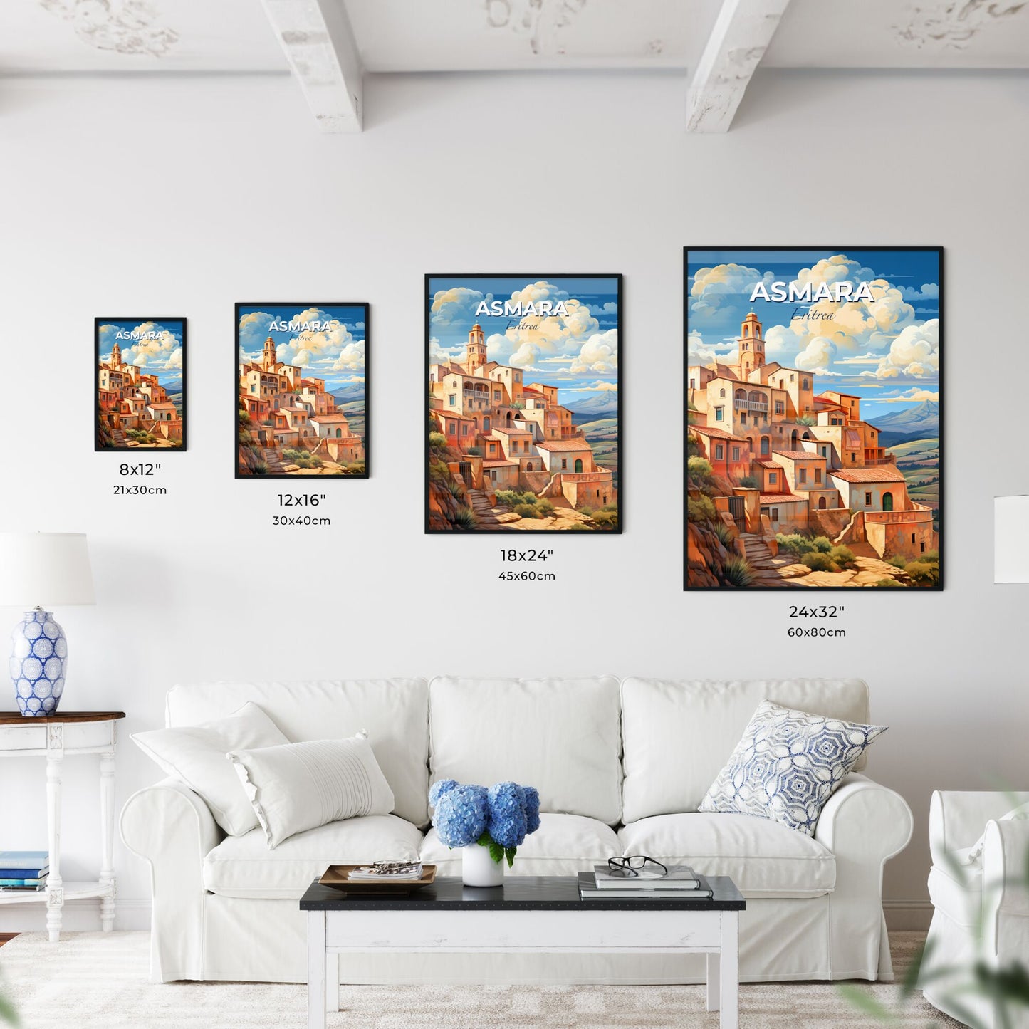 Asmara Eritrea Skyline Art Painting Village Hill Architecture Colorful Vibrant Default Title