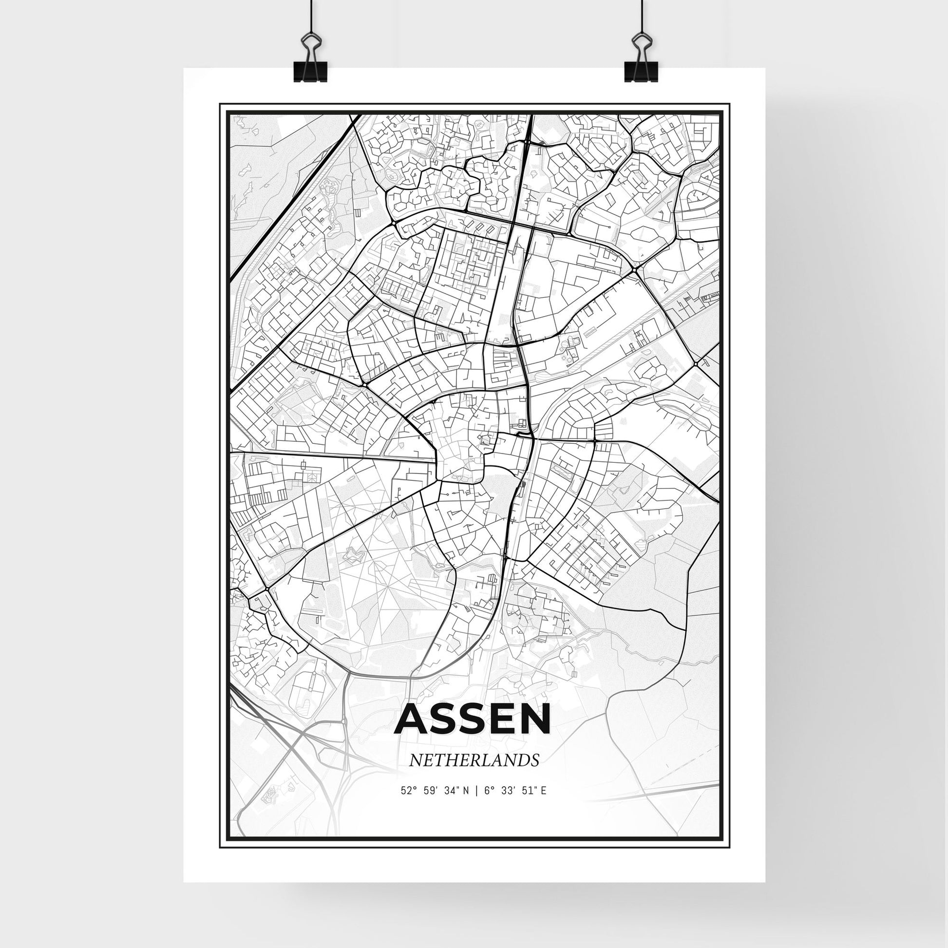  Assen Netherlands - Premium City Map Poster