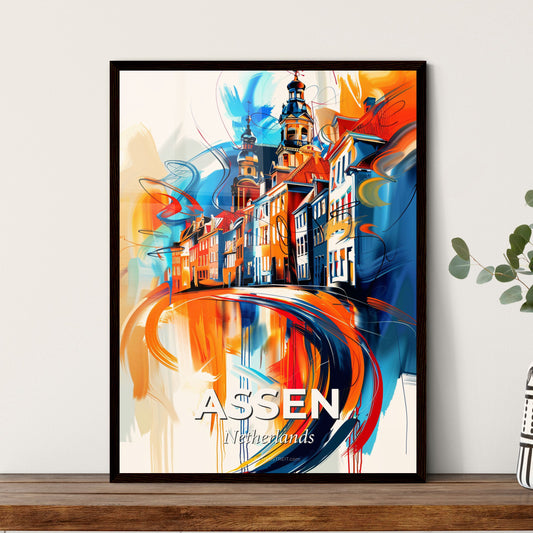 Vibrant Assen, Netherlands - A Colorful Painting Of A Building