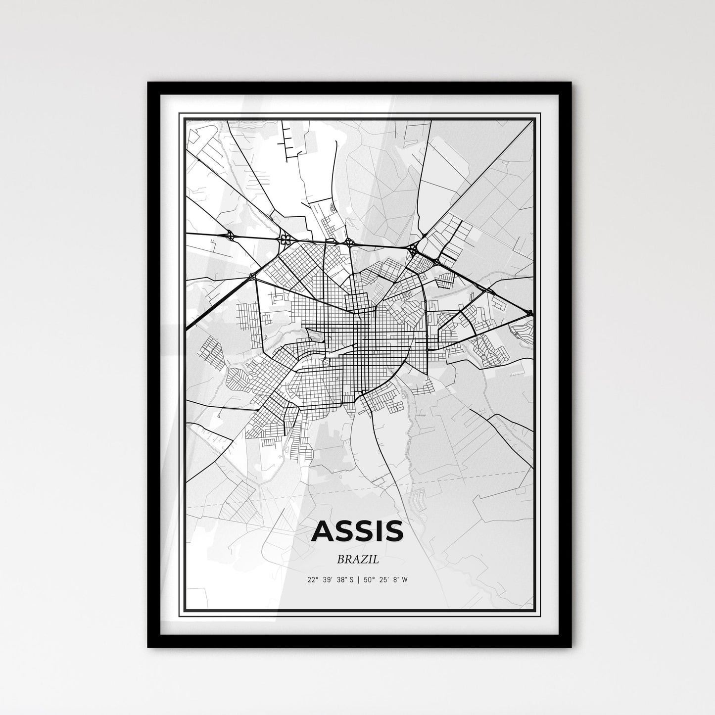 Assis Brazil - Scandinavian Style City Map for Modern Home Decor