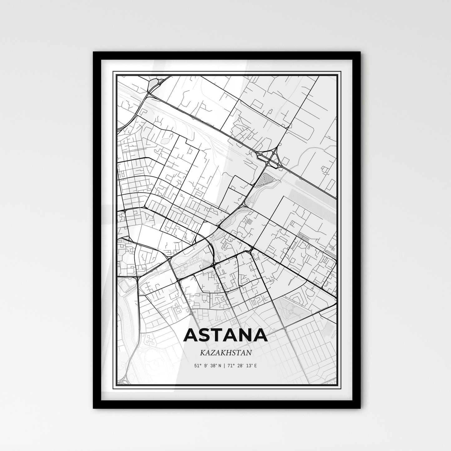 Astana Kazakhstan - Scandinavian Style City Map for Modern Home Decor