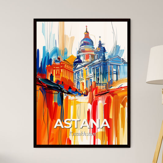 Vibrant Astana, Kazakhstan - A Painting Of A Building