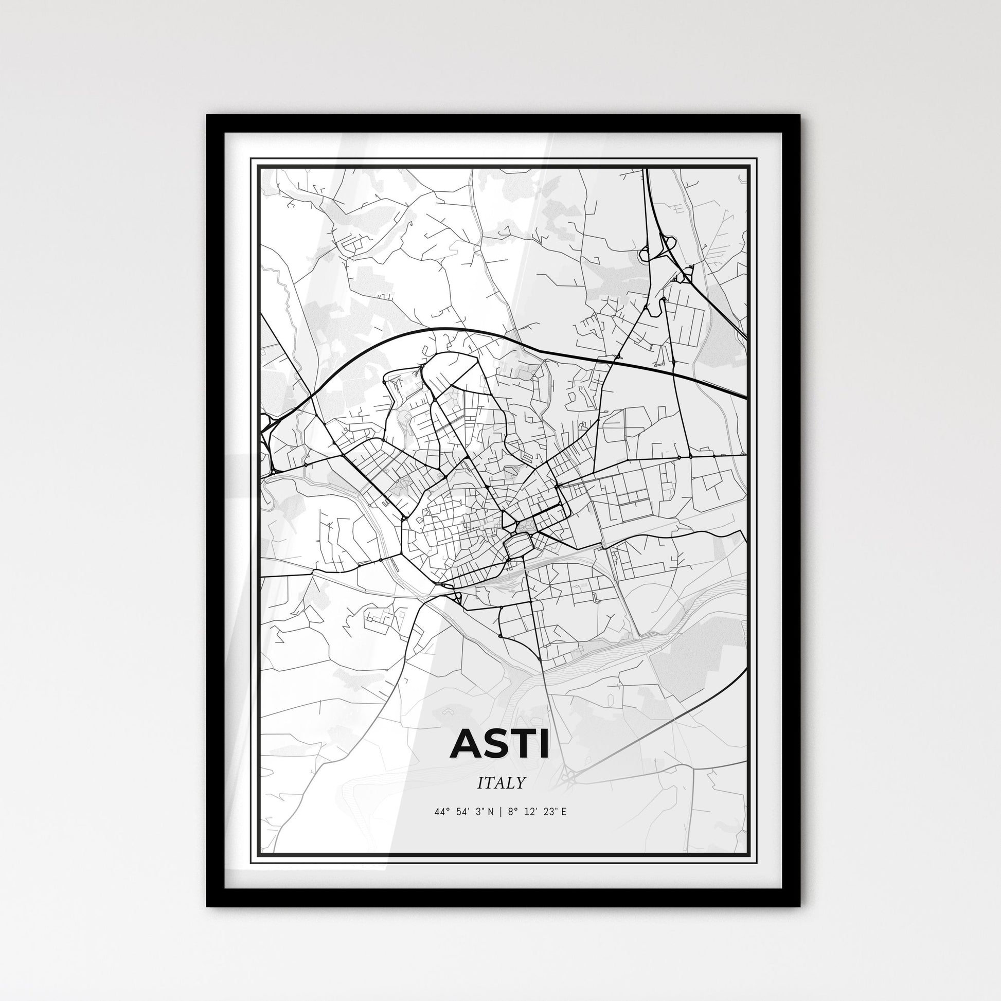 Asti Italy - Scandinavian Style City Map for Modern Home Decor