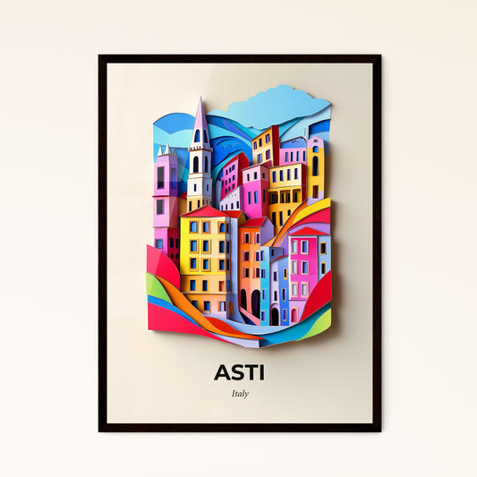 Vivid Asti, Italy - a colorful city is shown on a wall