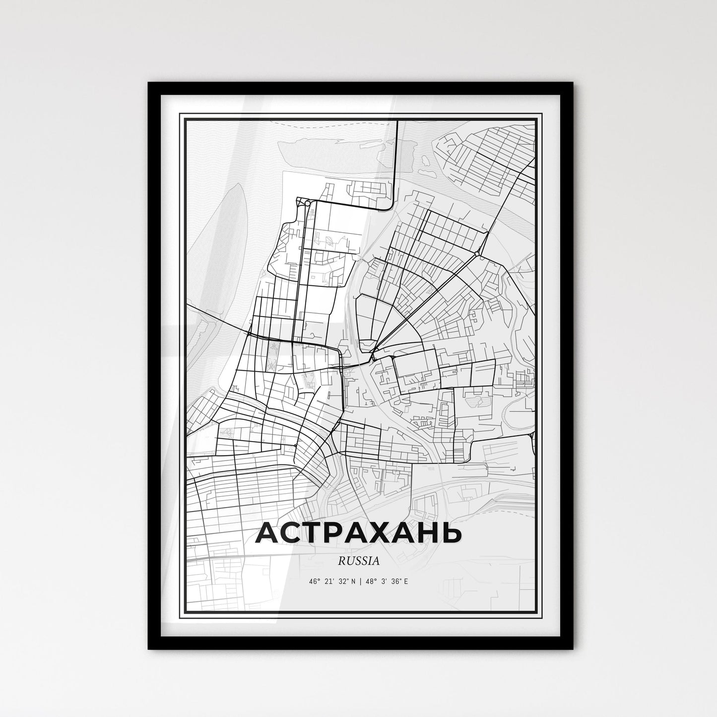 Astrakhan Russia - Scandinavian Style City Map for Modern Home Decor