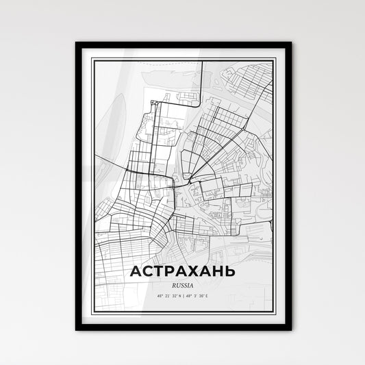 Astrakhan Russia - Scandinavian Style City Map for Modern Home Decor