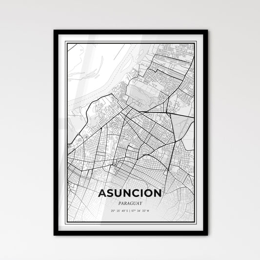 Asuncion Paraguay - Scandinavian Style City Map for Modern Home Decor