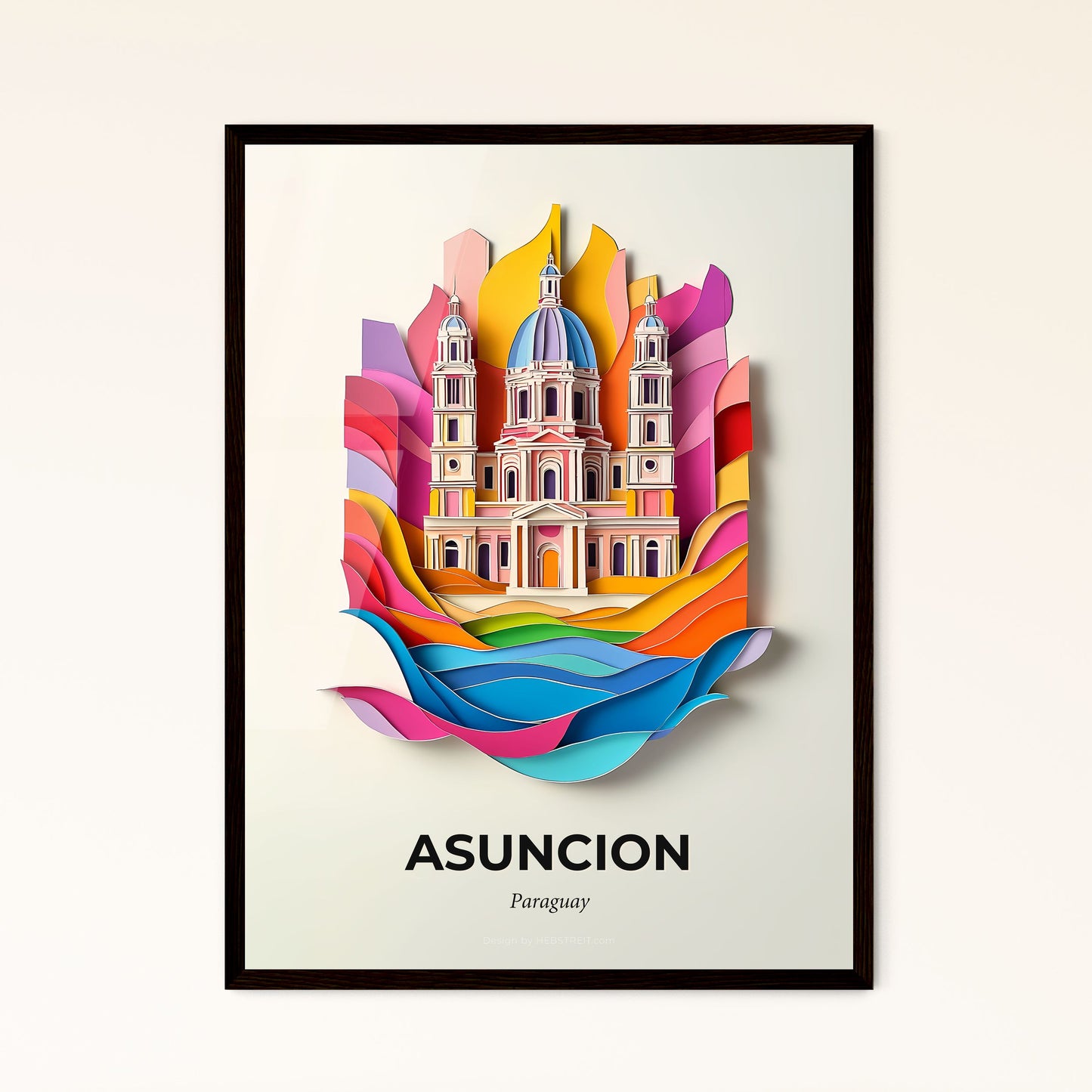 Vivid Asuncion, Paraguay - a paper cut of a city with a clock tower