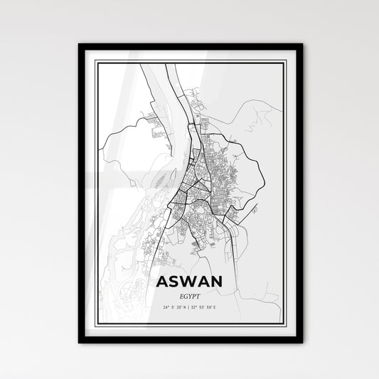 Aswan Egypt - Scandinavian Style City Map for Modern Home Decor