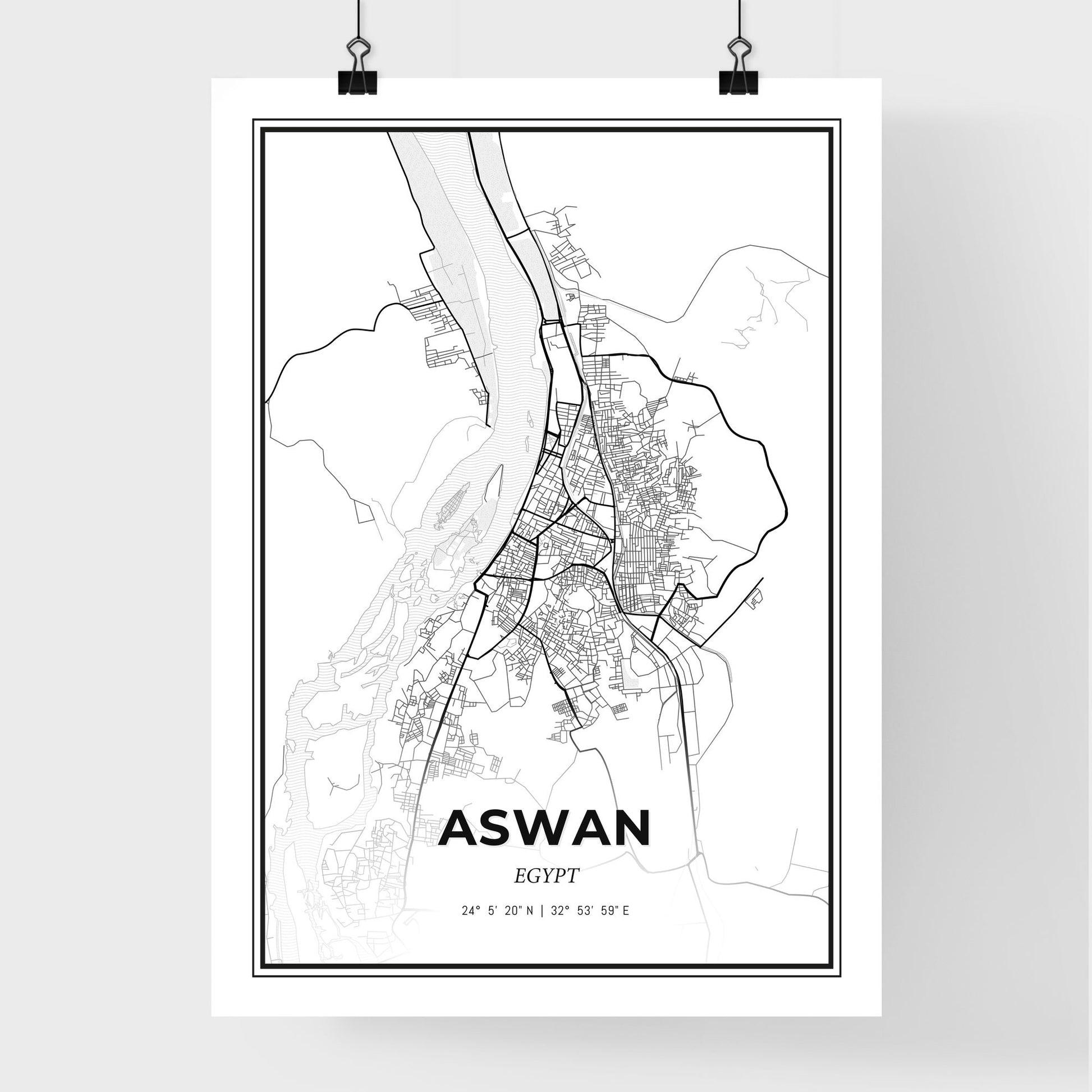 Aswan Egypt - Premium City Map Poster