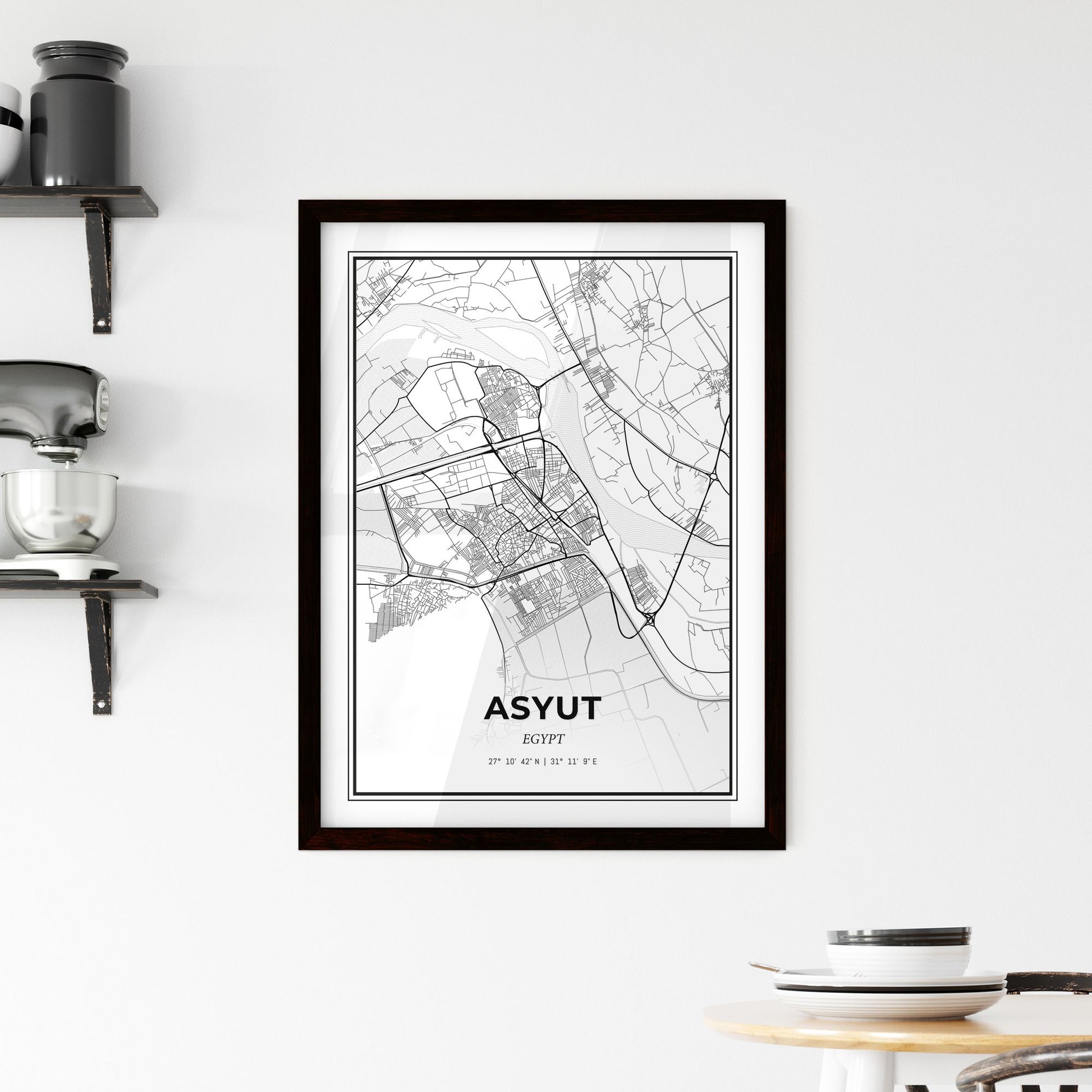 Asyut Egypt - Minimal City Map