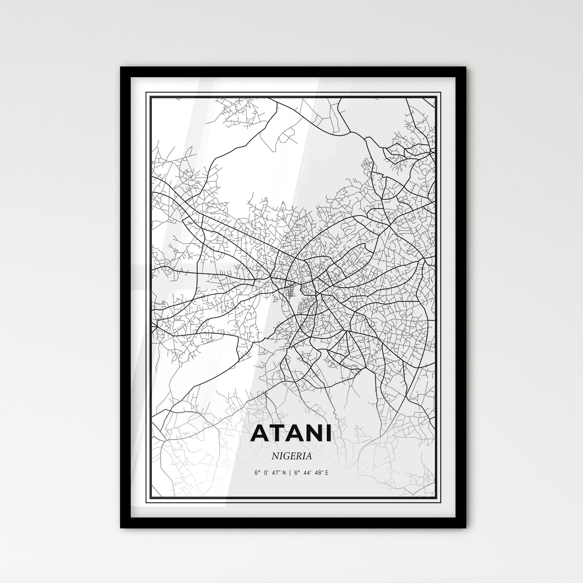 Atani Nigeria - Scandinavian Style City Map for Modern Home Decor