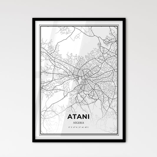 Atani Nigeria - Scandinavian Style City Map for Modern Home Decor