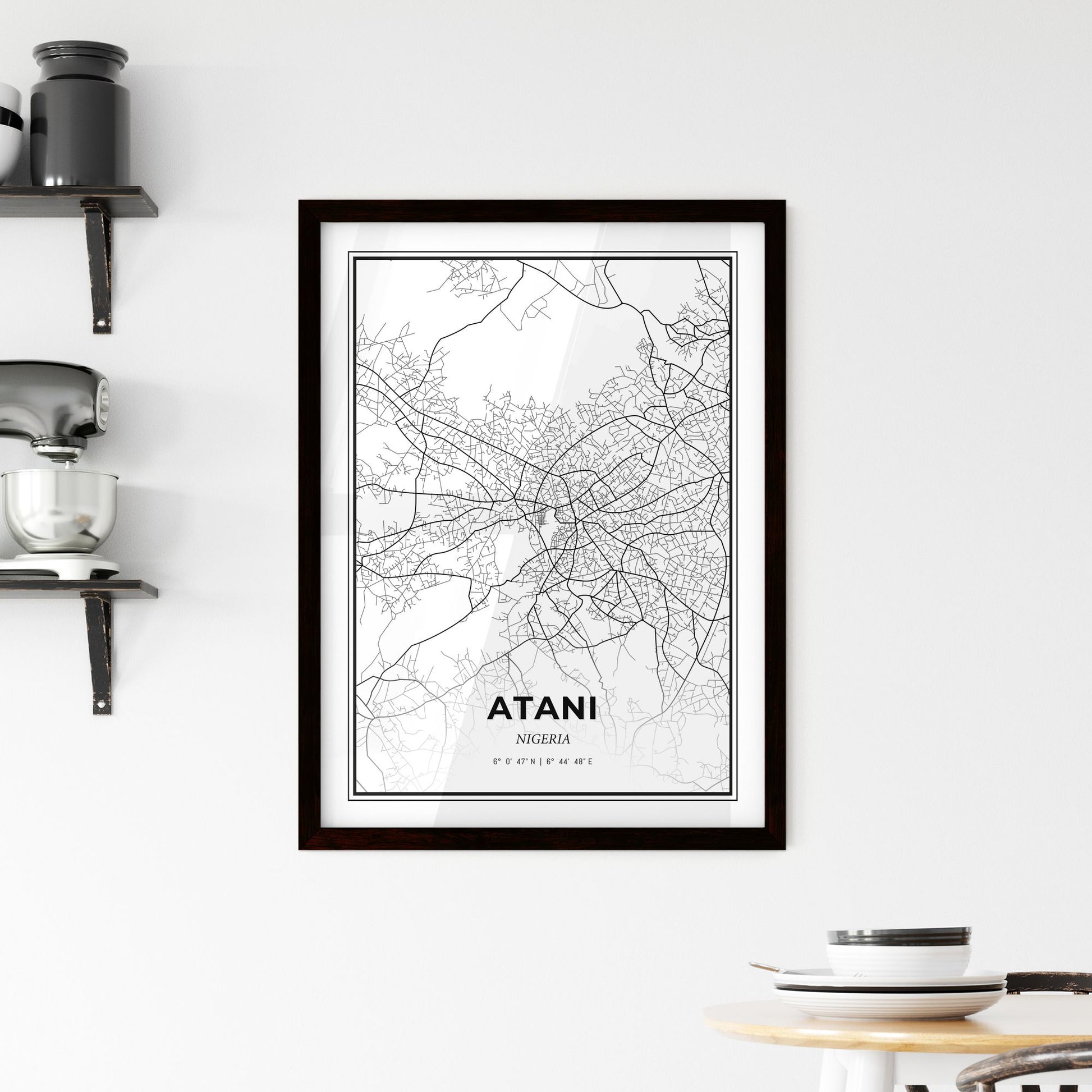 Atani Nigeria - Minimal City Map