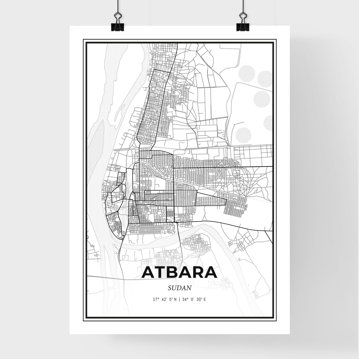 Atbara Sudan - Premium City Map Poster