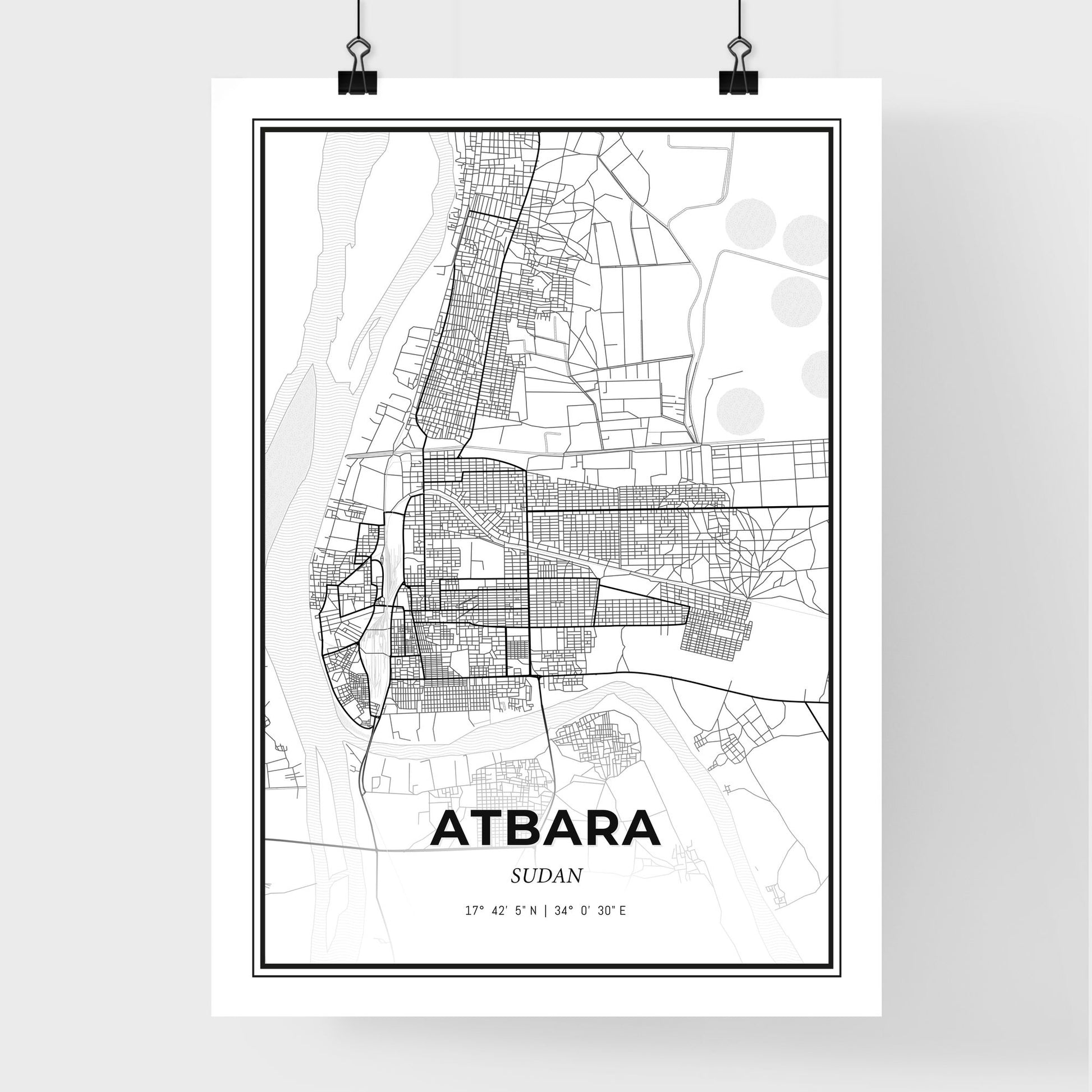 Atbara Sudan - Premium City Map Poster