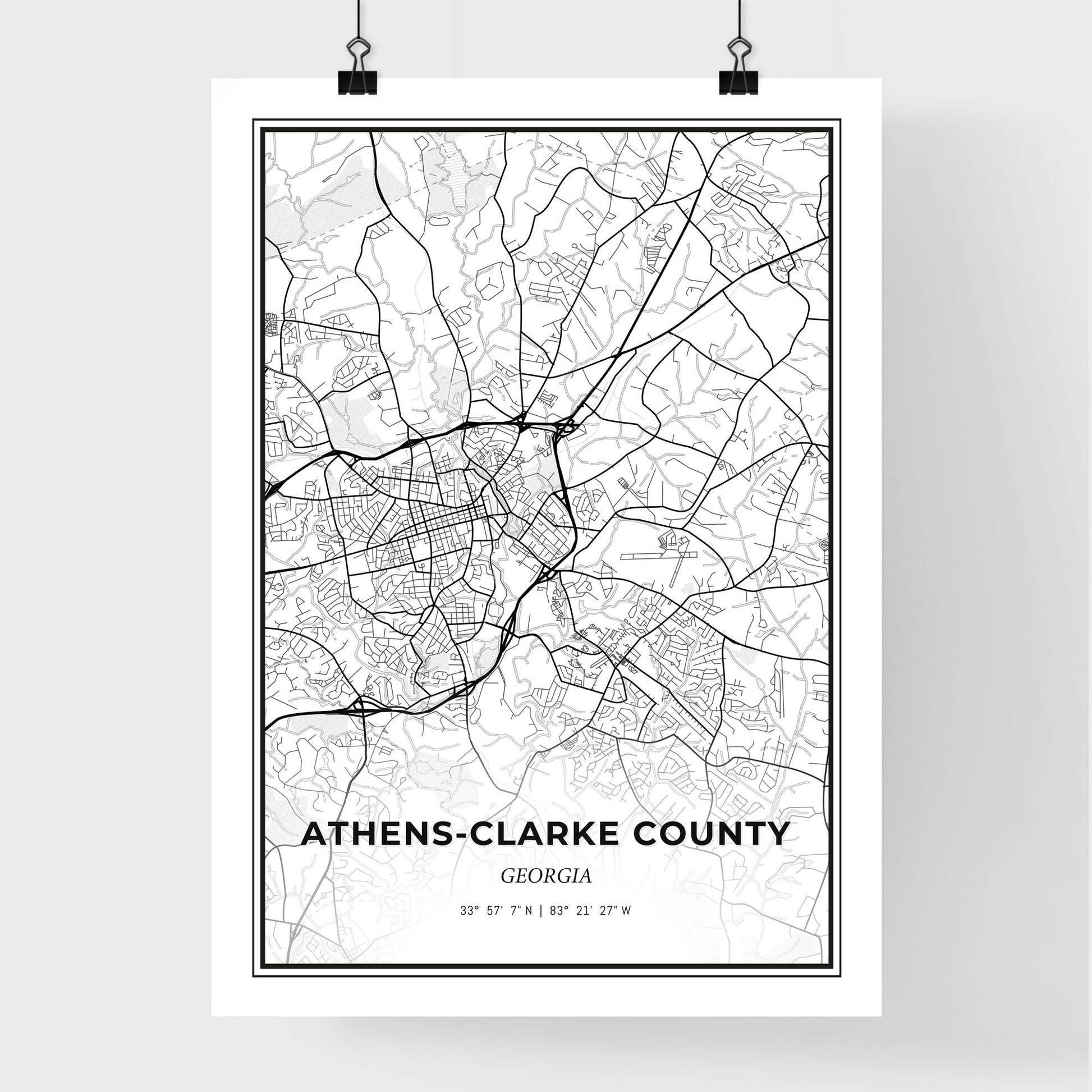 Athens-Clarke County Georgia - Premium City Map Poster