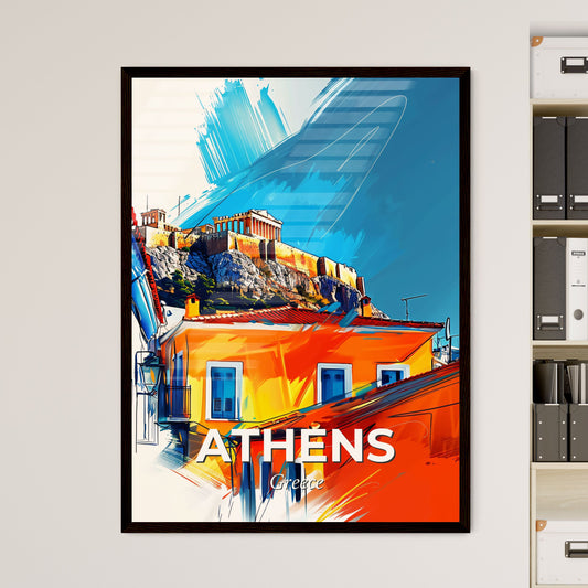 Vibrant Athens, Greece - A Painting Of Buildings And A Building On A Hill