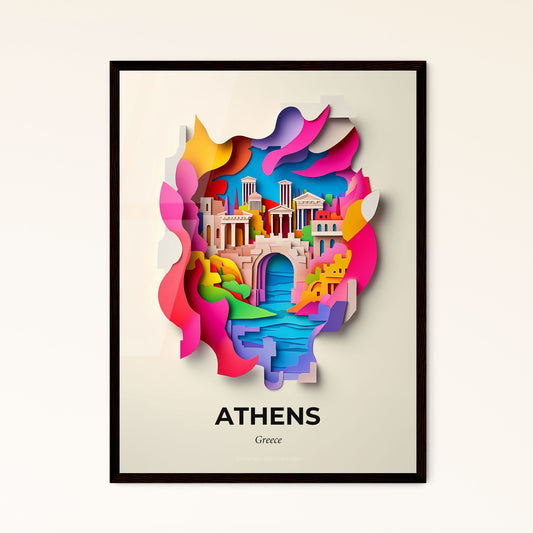 Vivid Athens, Greece - a paper cut of a city with a bridge