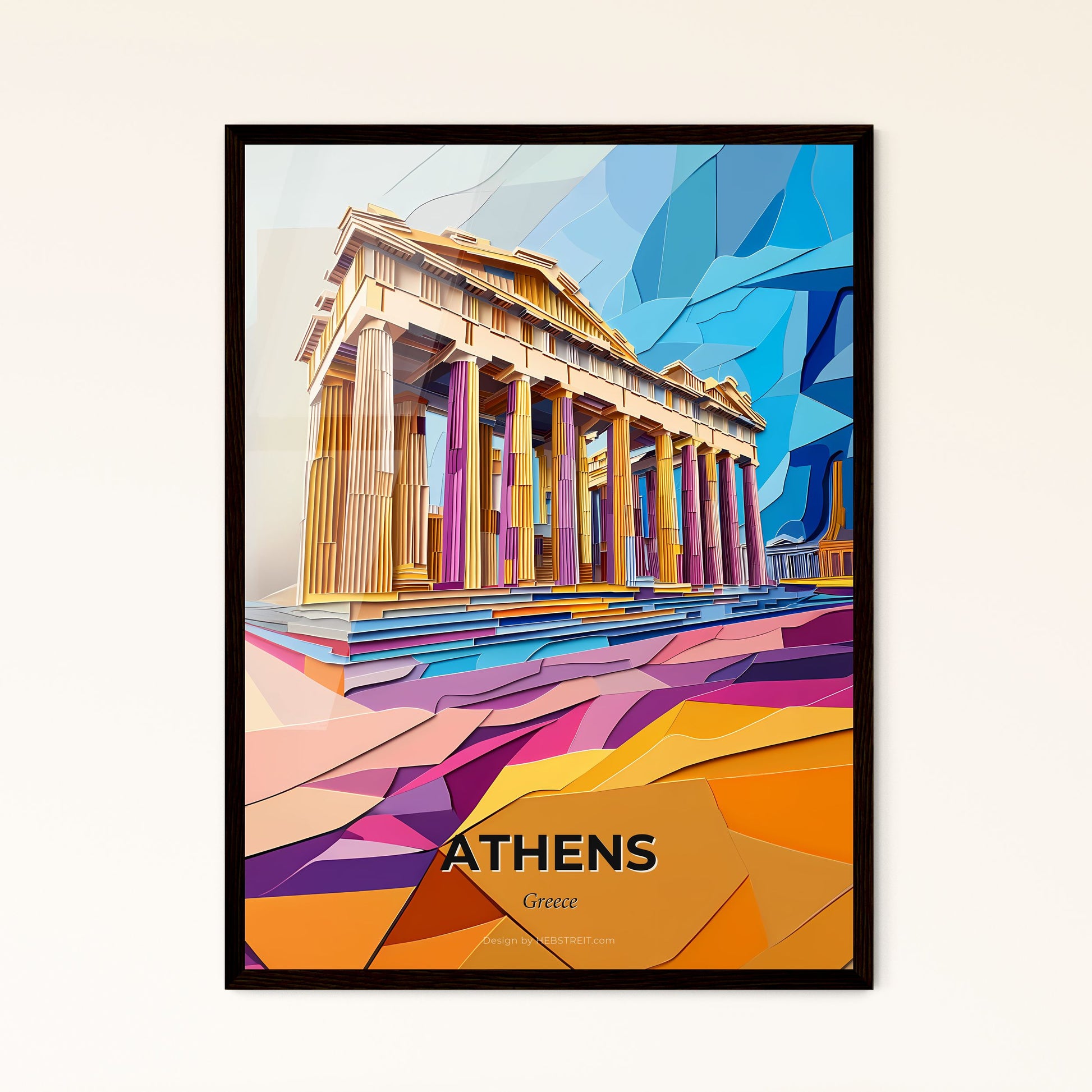 Vivid Athens, Greece - a colorful picture of a building with columns